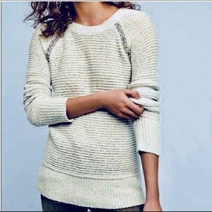 Anthropologie Sleeping on Snow Blue Sweater